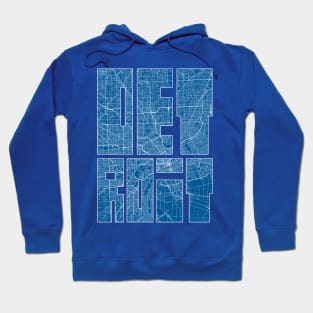 Detroit, Michigan, USA Map Typography - Blueprint Hoodie